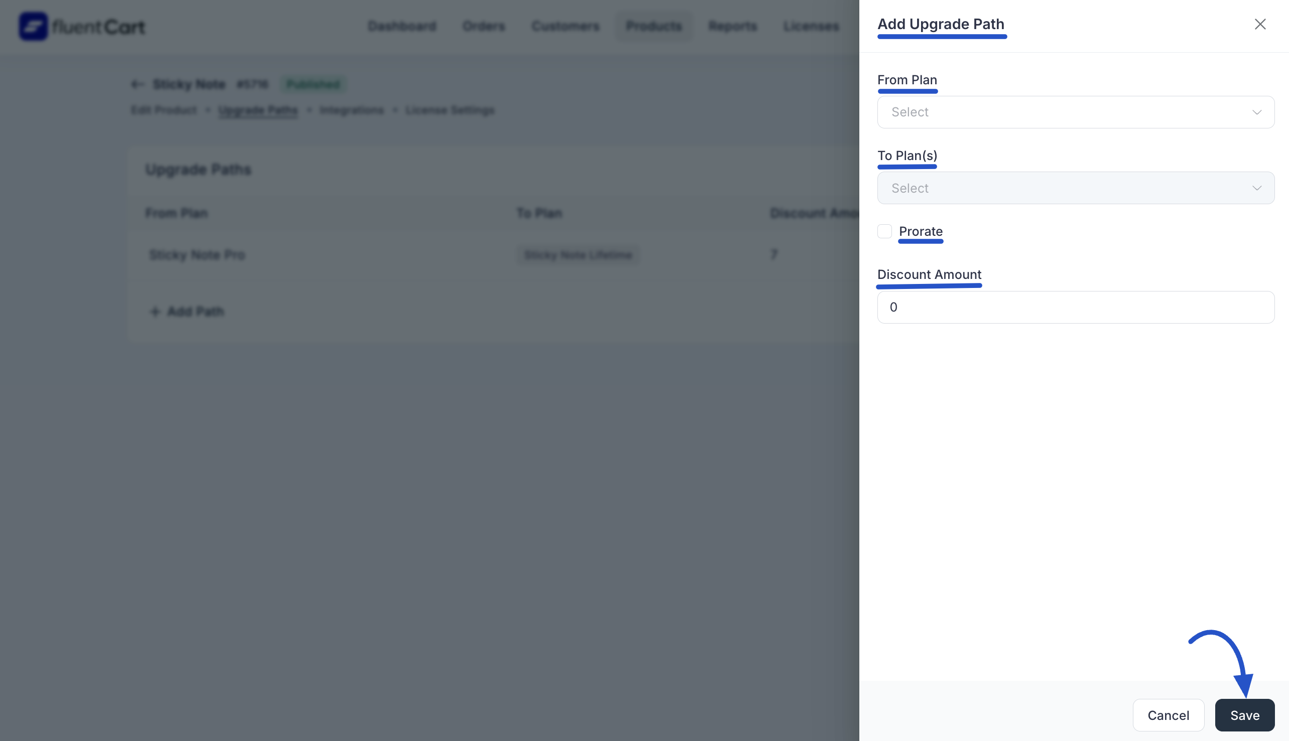 Screenshot of Product Upgrade Paths Tab
