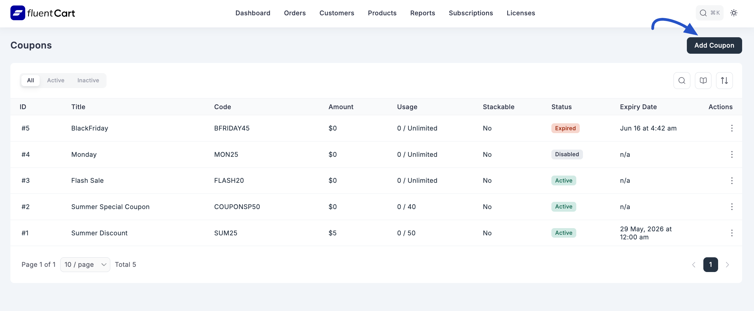 Screenshot of Add Coupon Button
