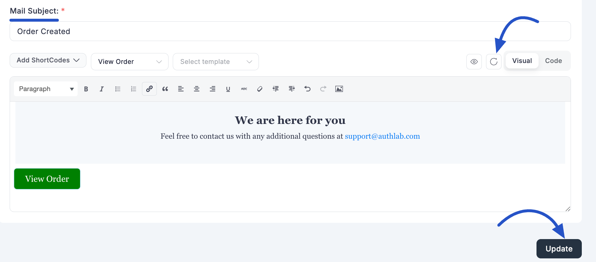 Screenshot of Edit Notification Screen