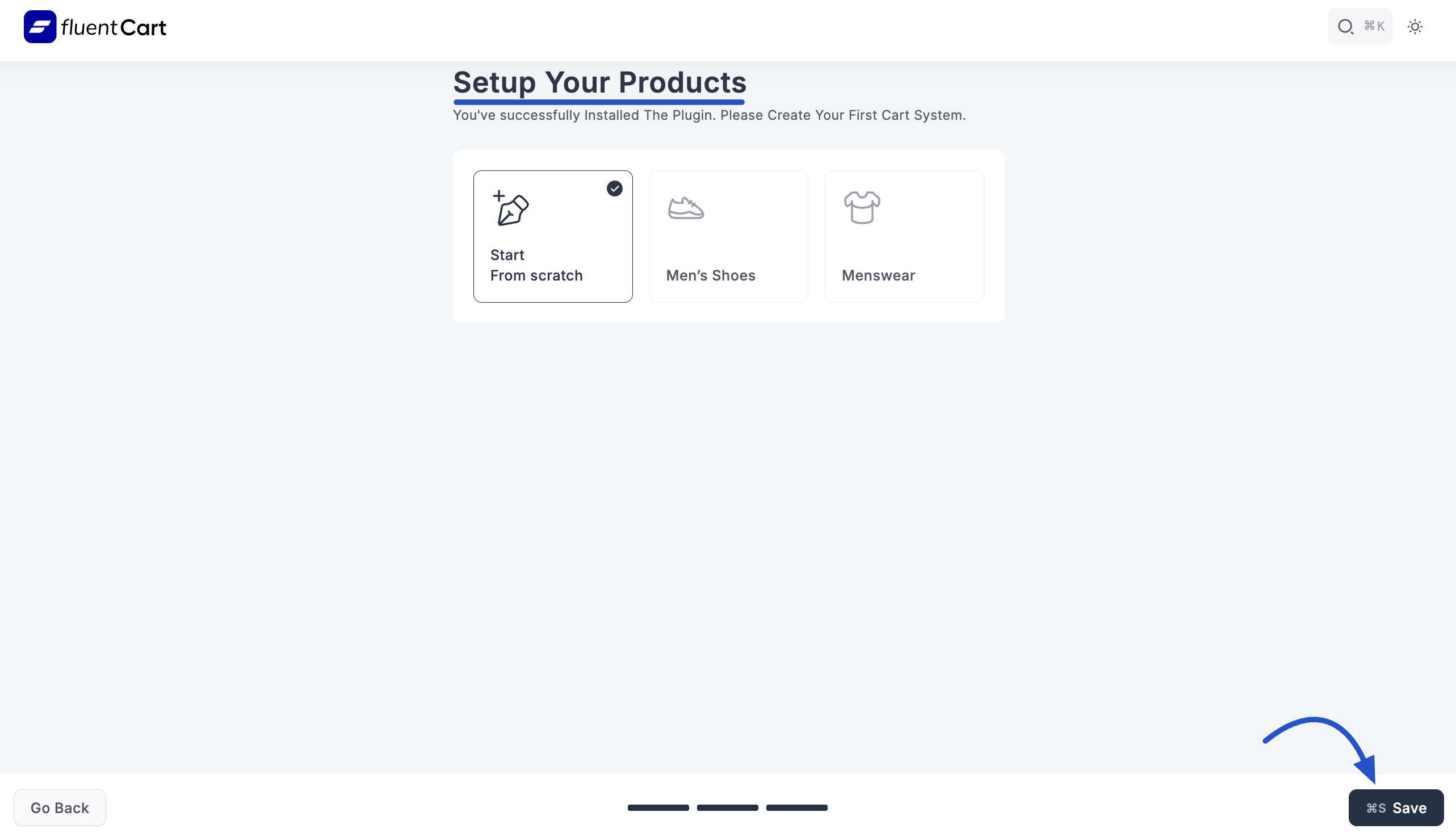Screenshot of Initial Setup Wizard - Product Setup