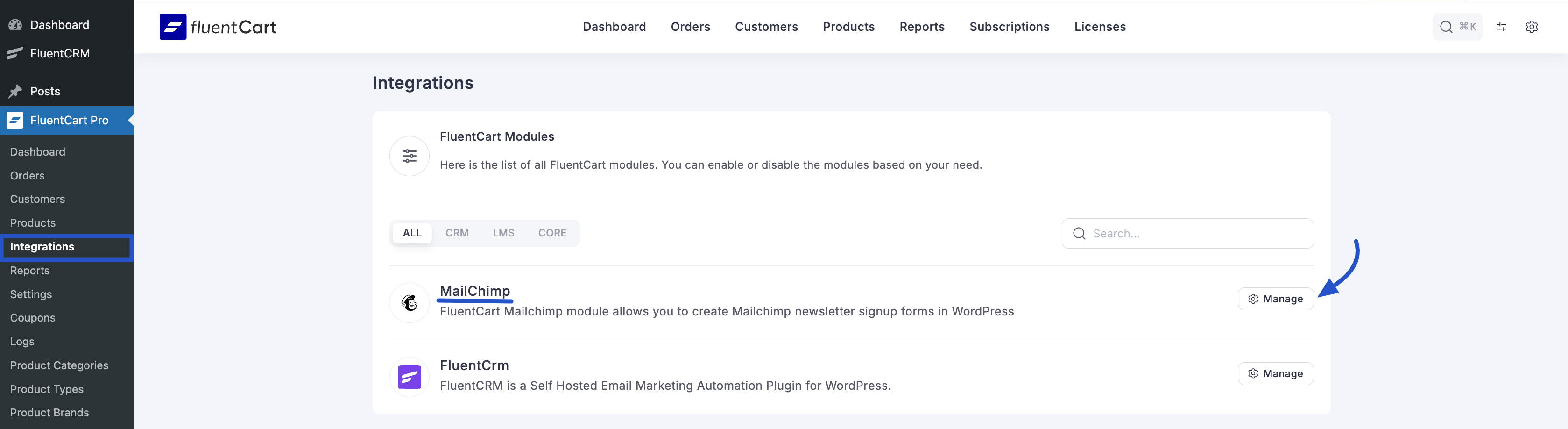 FluentCart Mailchimp Settings