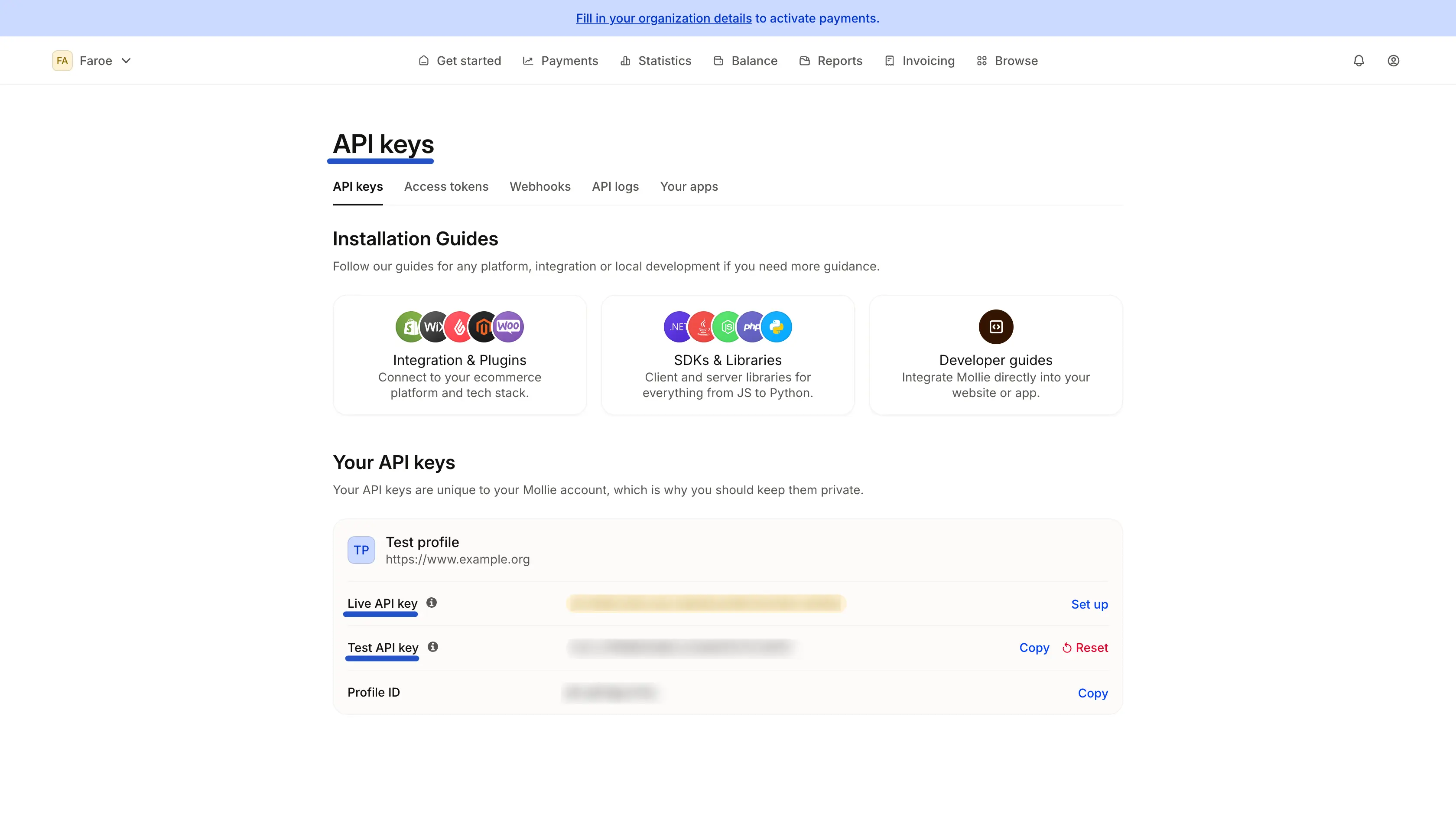 Mollie API Configuration