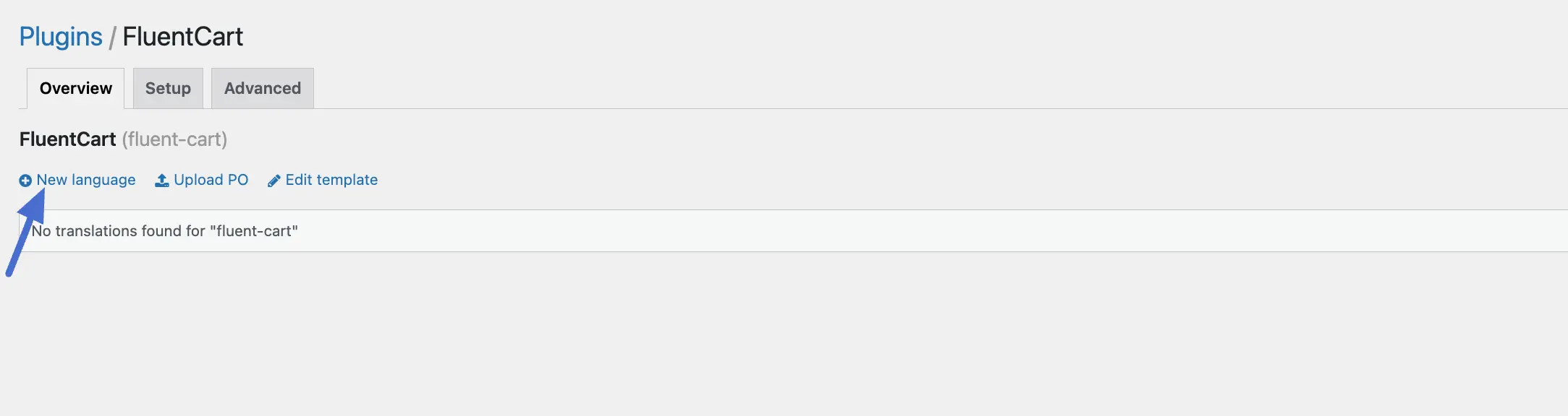 Clicking the 'New language' link in Loco Translate.