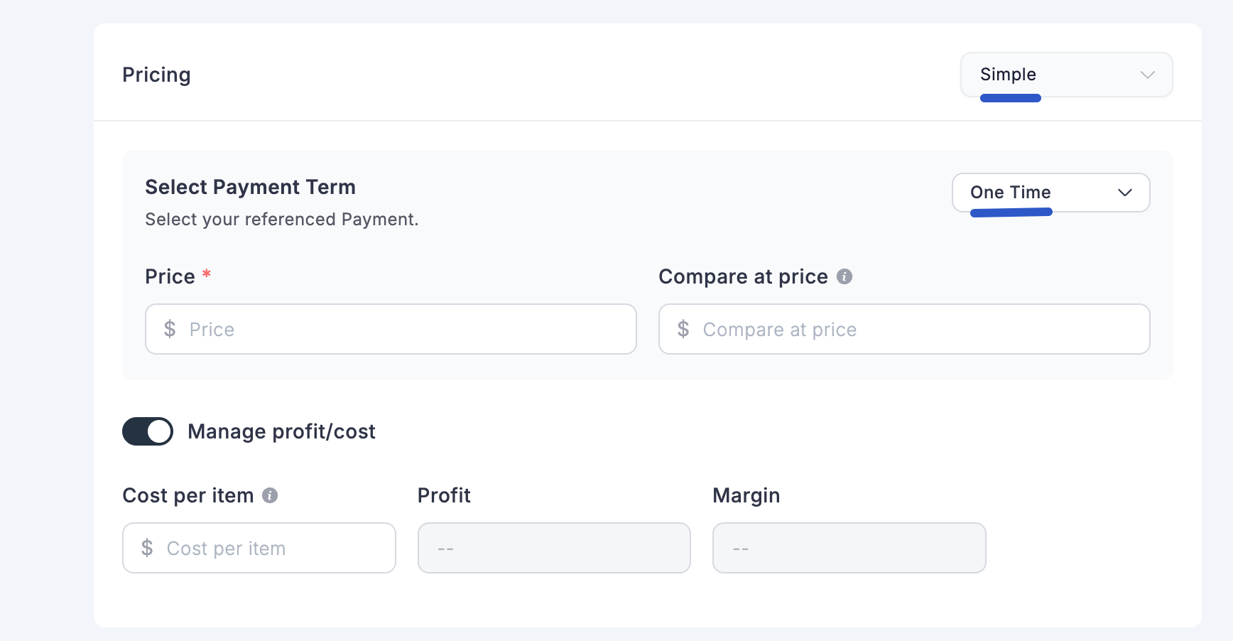 Screenshot of Product Types List Page