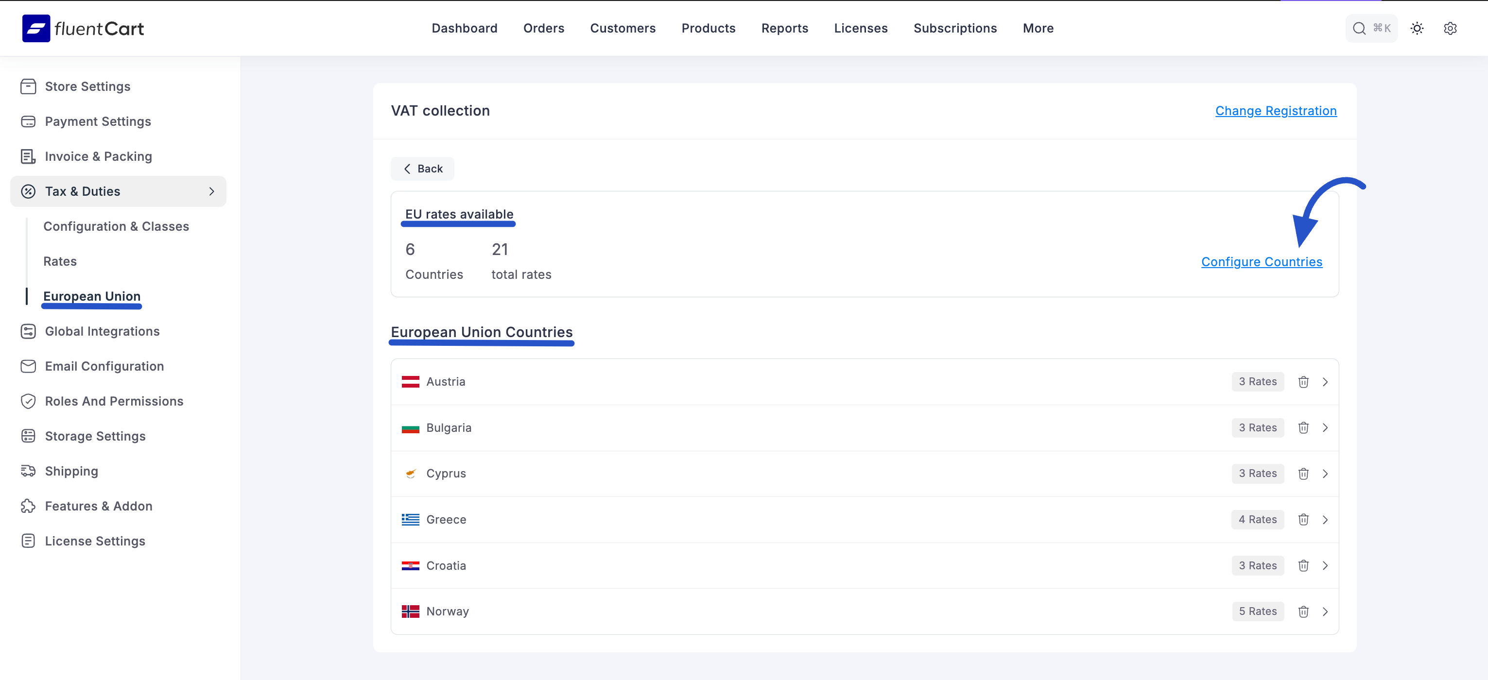 Specific Country Settings