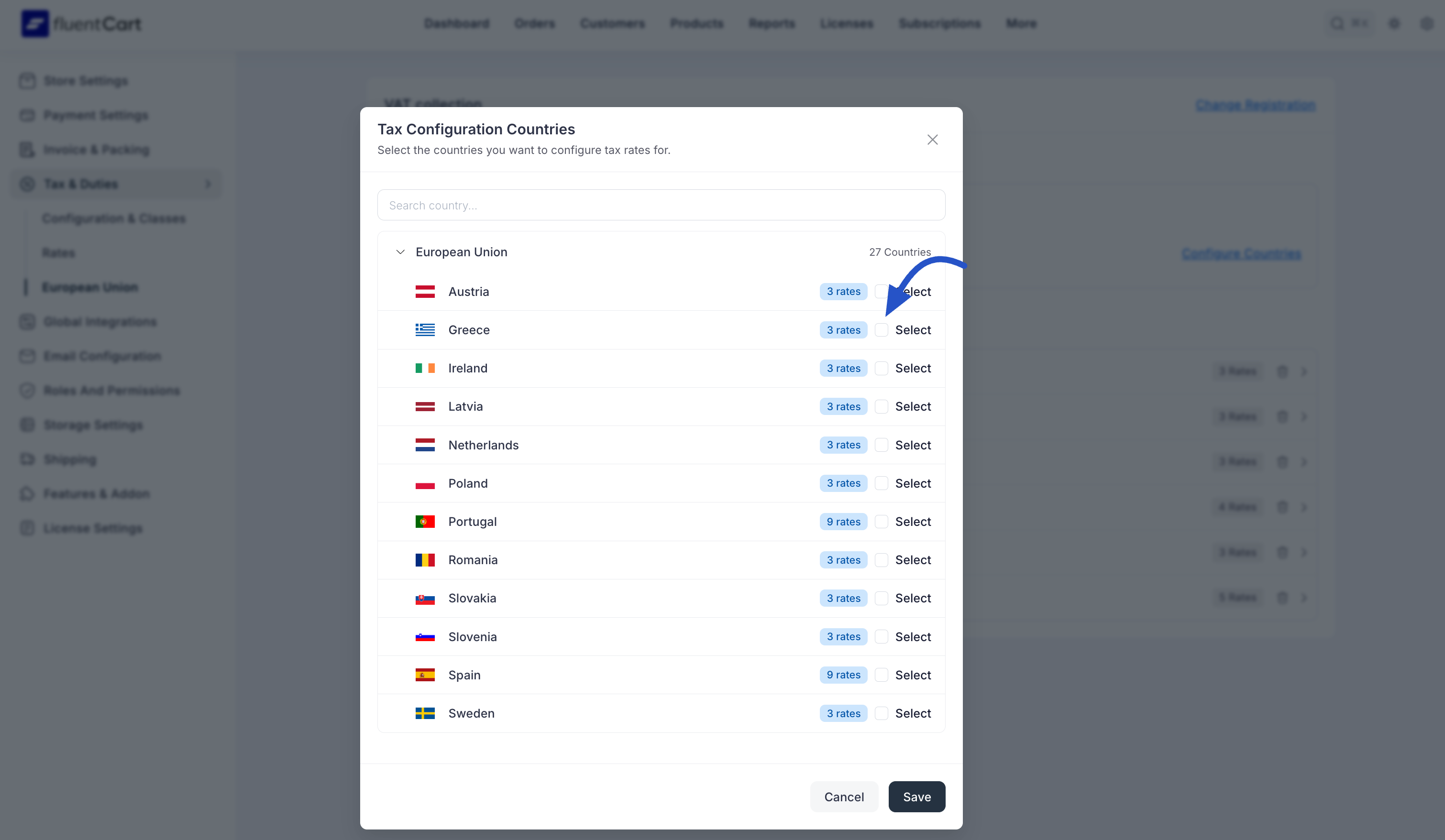 Specific Country Settings