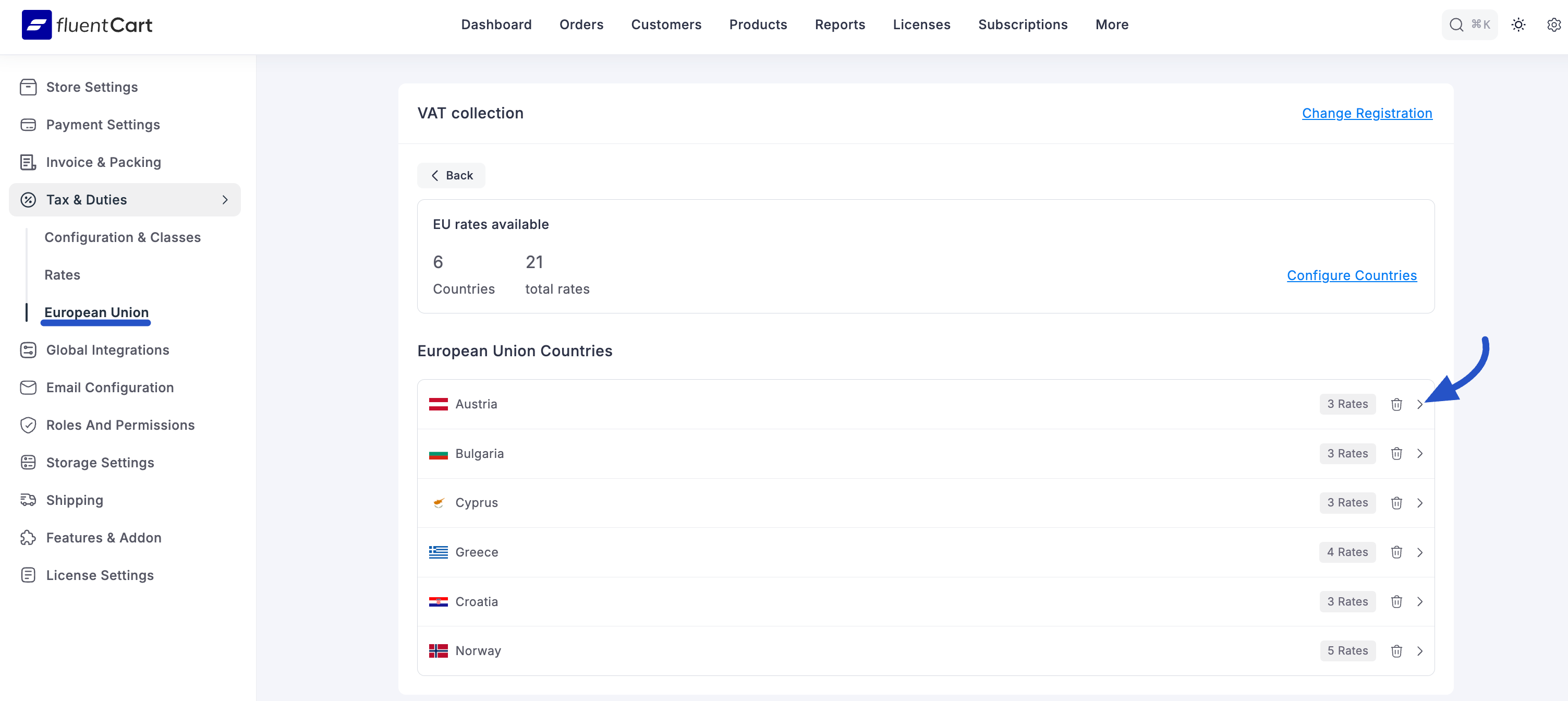 Specific Country Settings