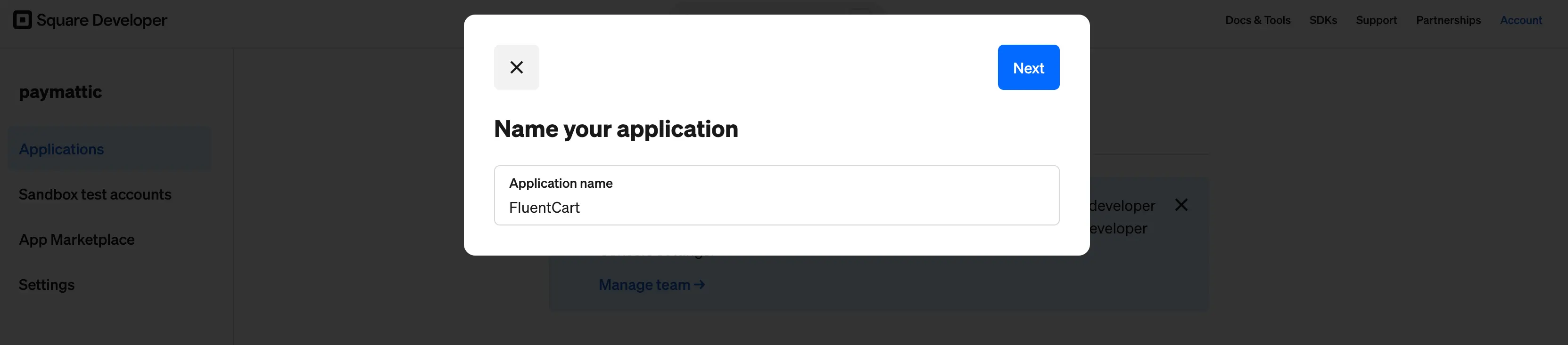 Name your Square application