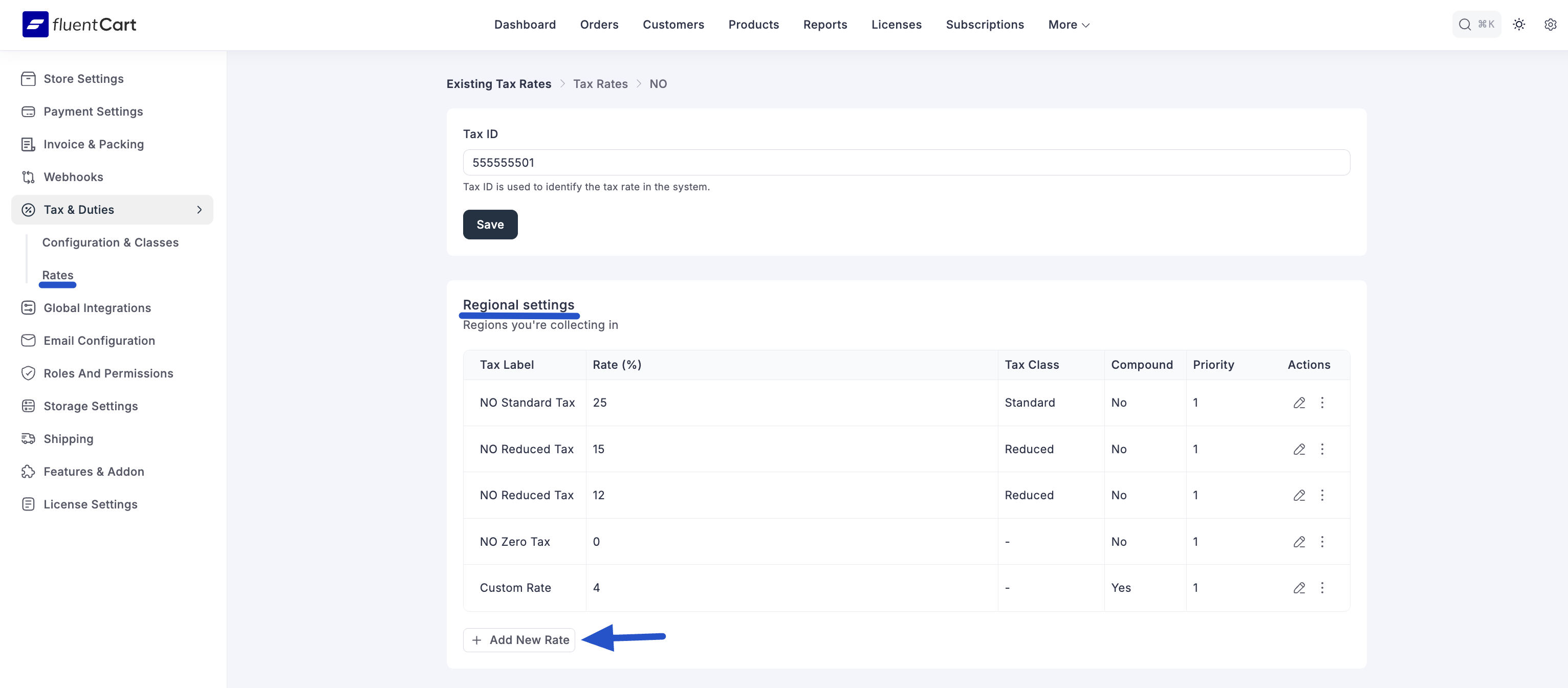 Configure Rates