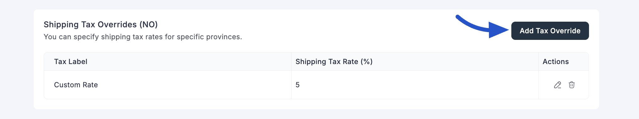 Add Tax Override
