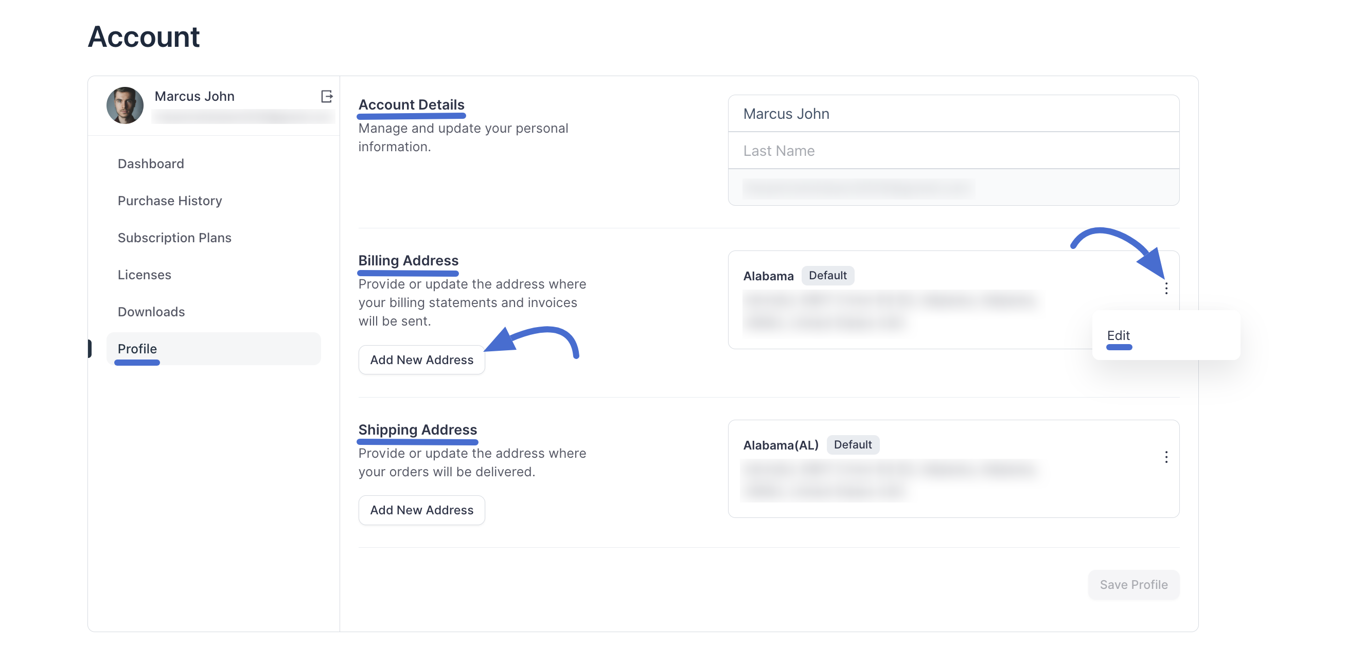 Screenshot of Purchase History