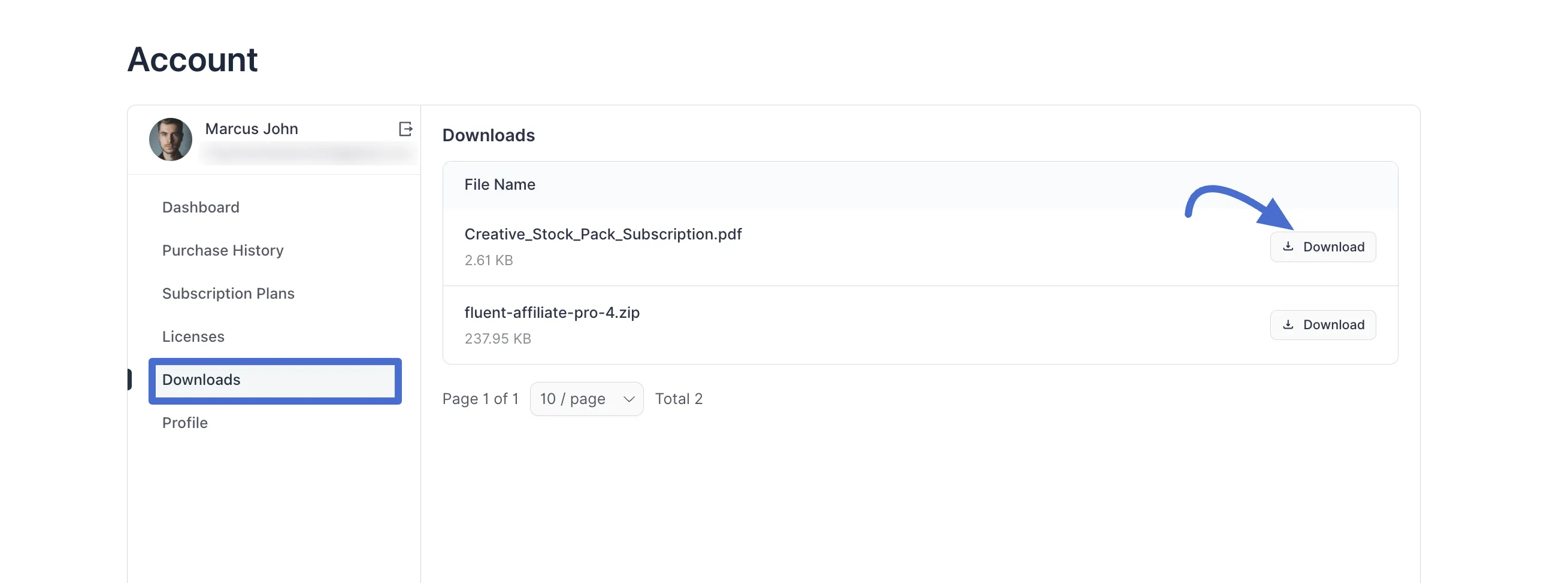 Screenshot of Licenses