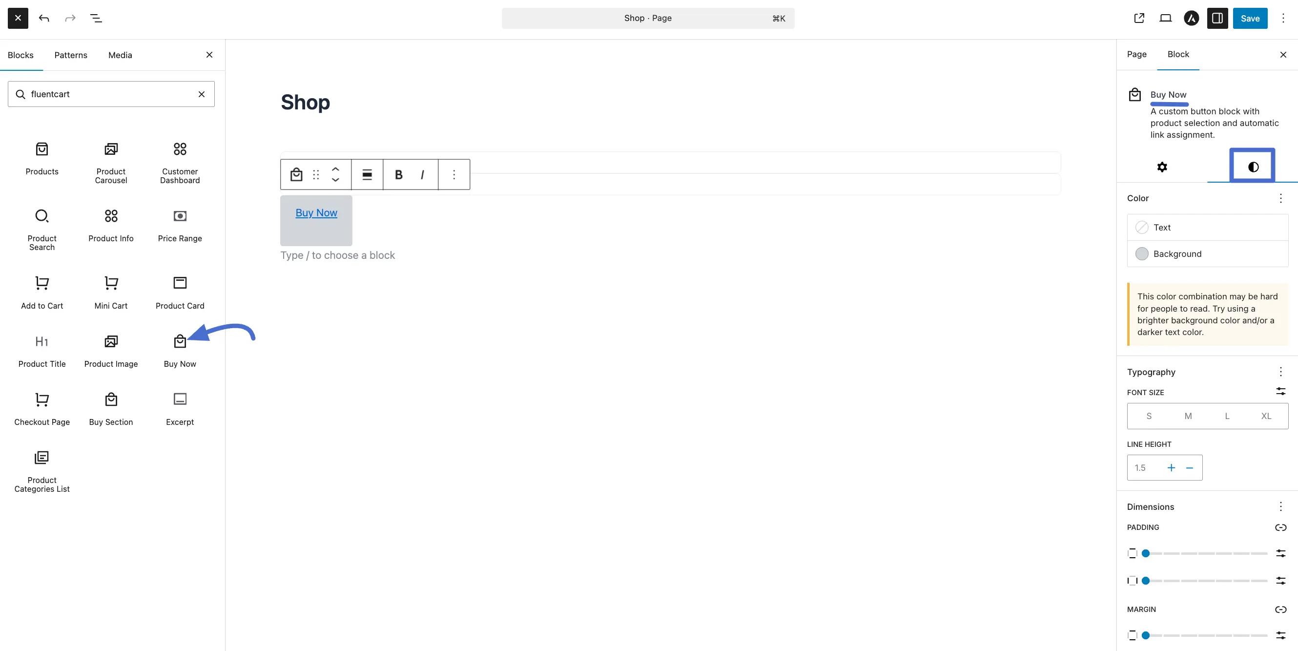 Screenshot of FluentCart Blocks