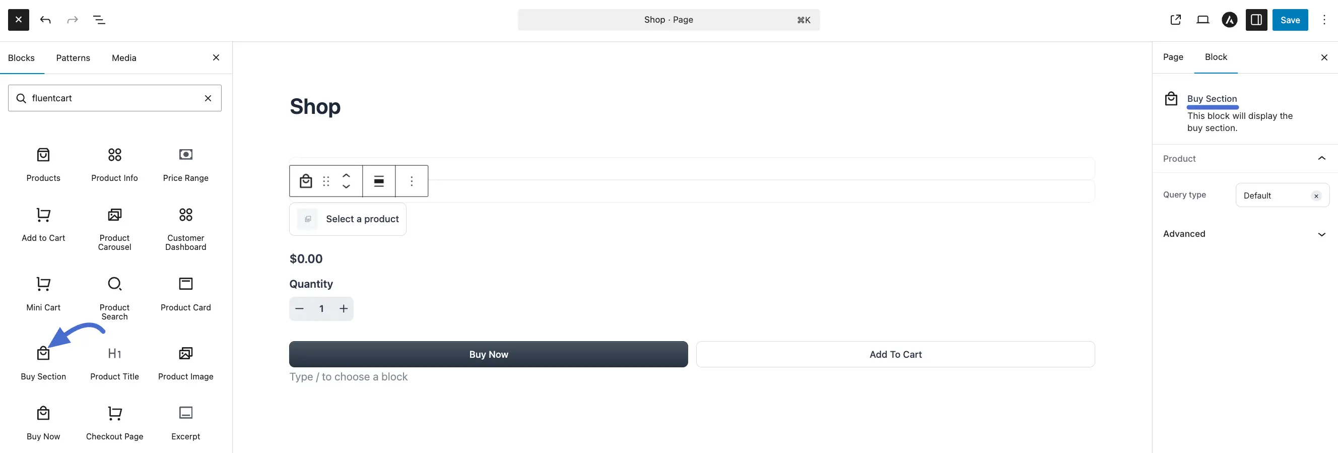 Screenshot of FluentCart Blocks