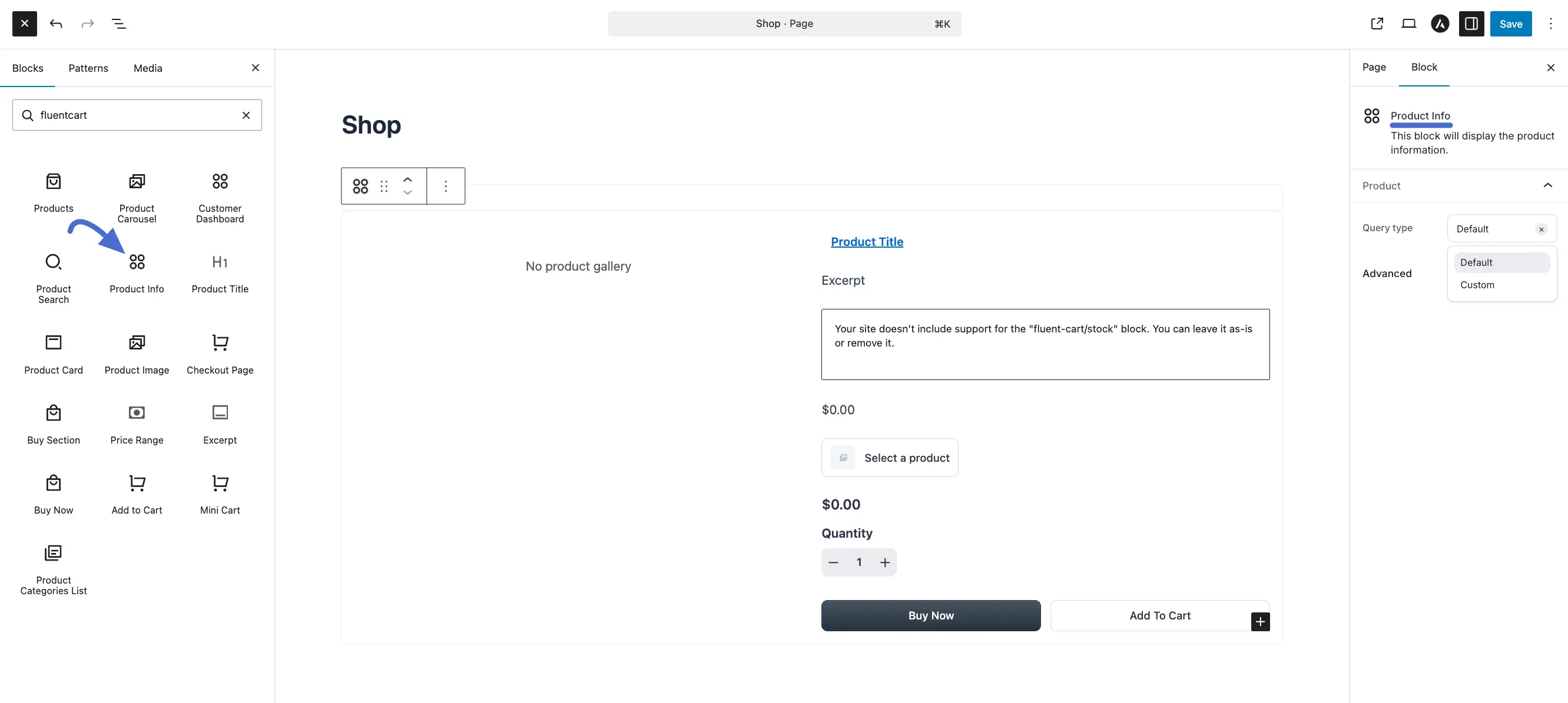 Screenshot of FluentCart Blocks