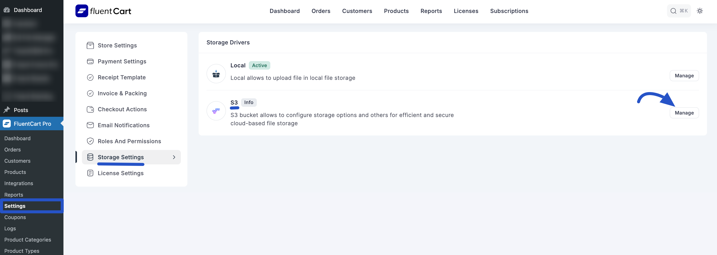 Amazon S3 Settings in FluentCart