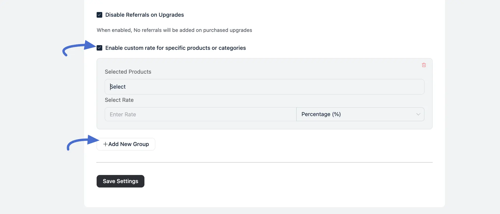 Enable Custom rates for Specific Products or Categories