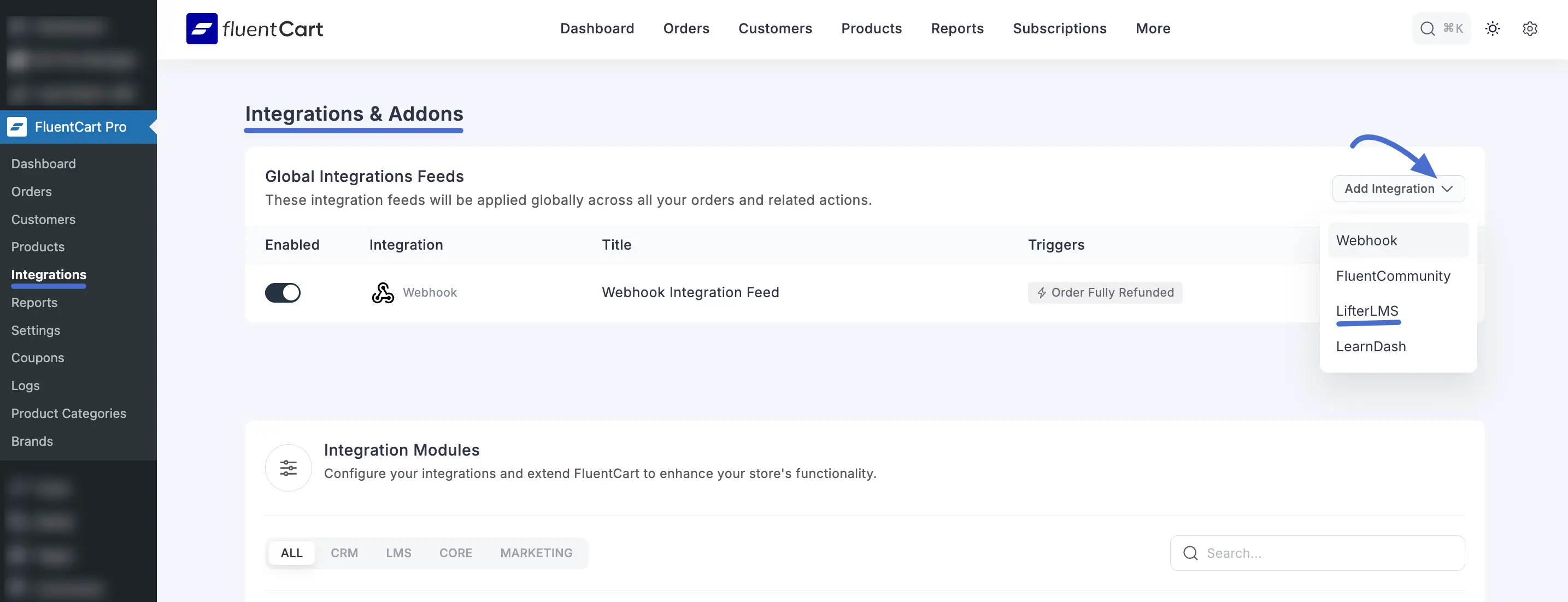 Screenshot of LifterLMS Integration