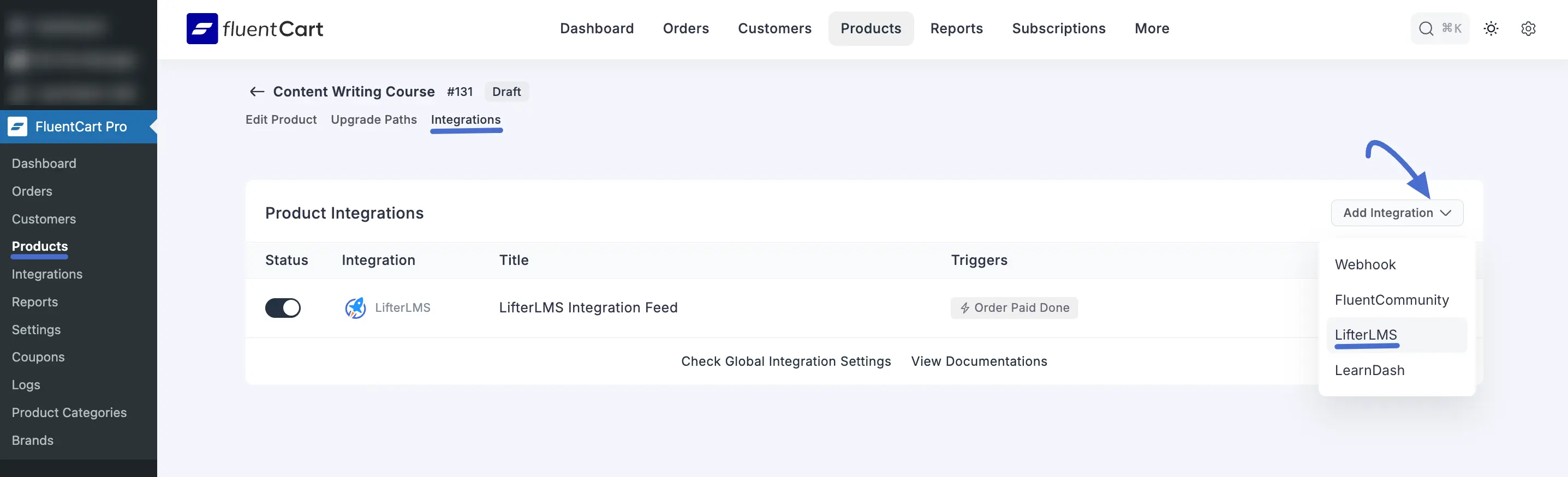 Screenshot of Create LifterLMS Feed