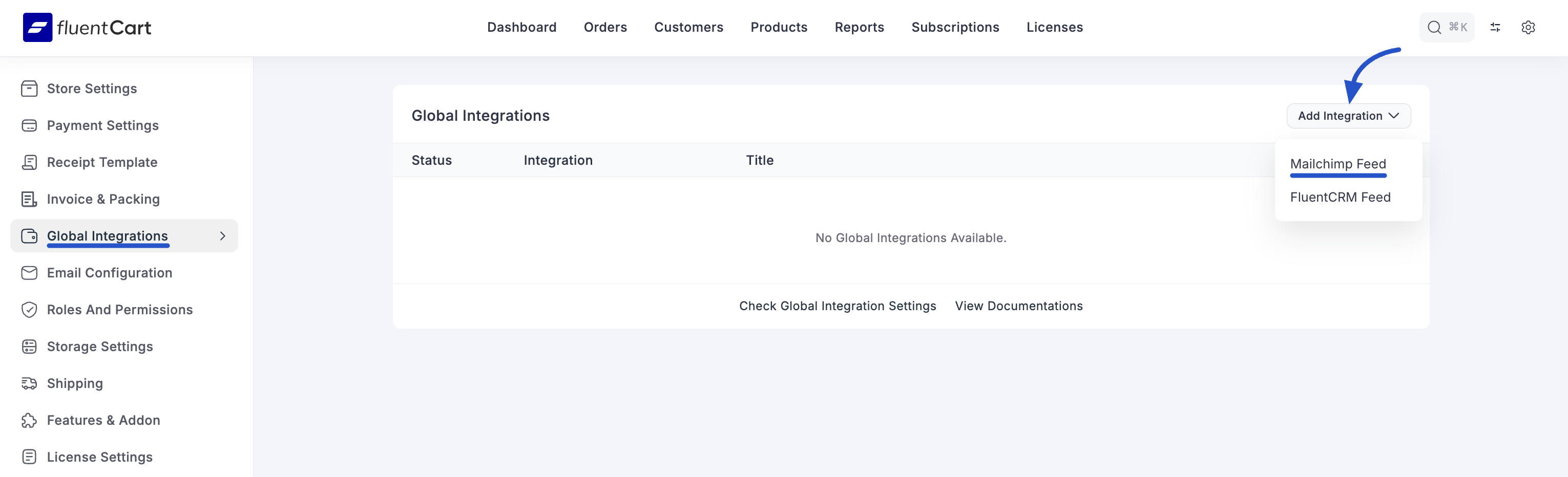 FluentCart Mailchimp Settings