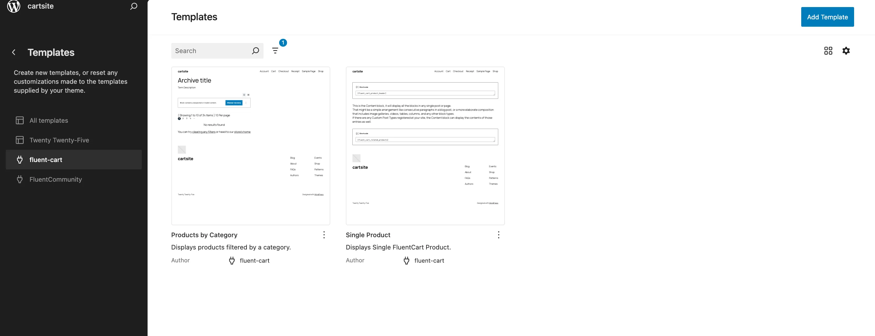 Screenshot of FluentCart Templates