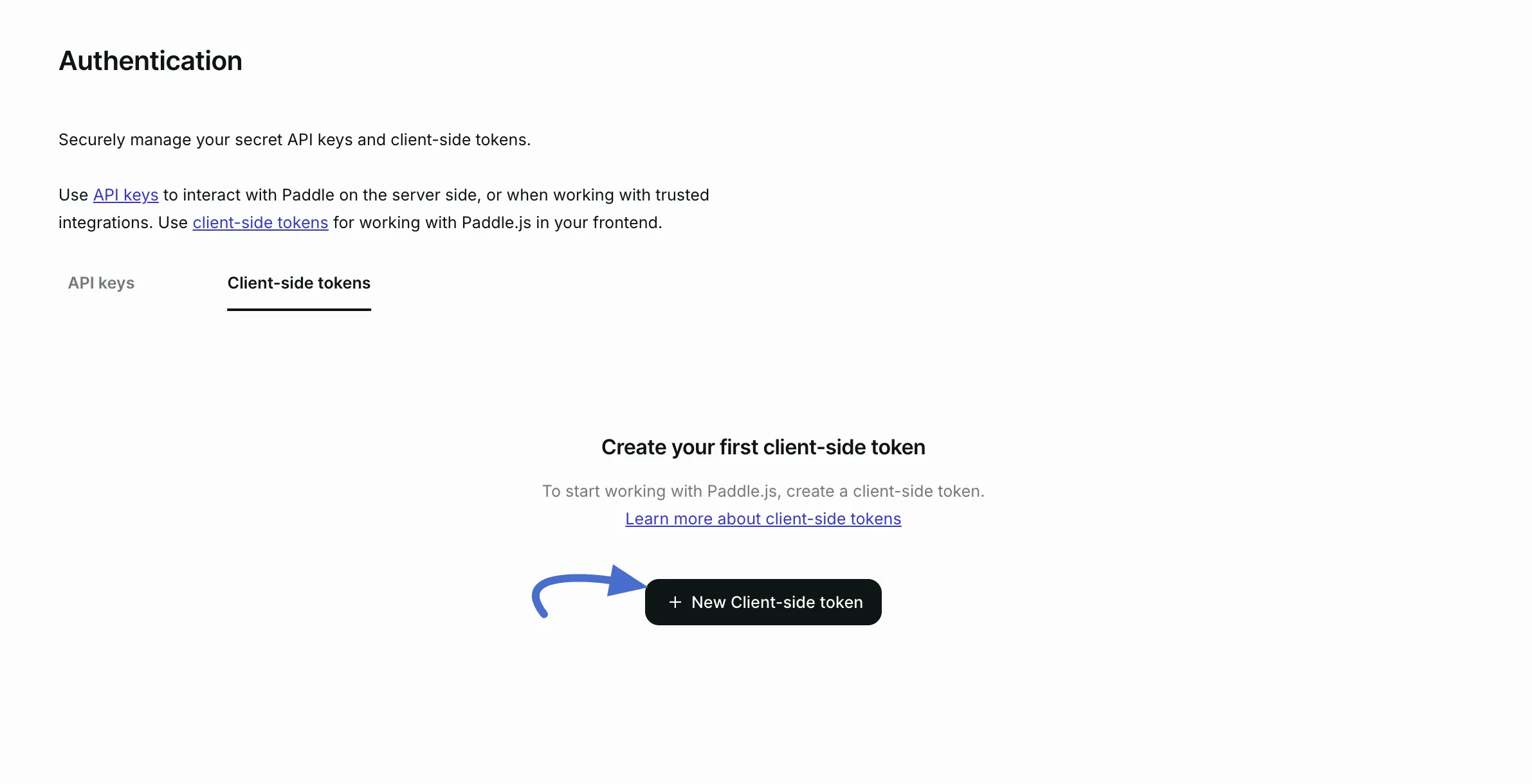 Screenshot of Client Token/ Public Token