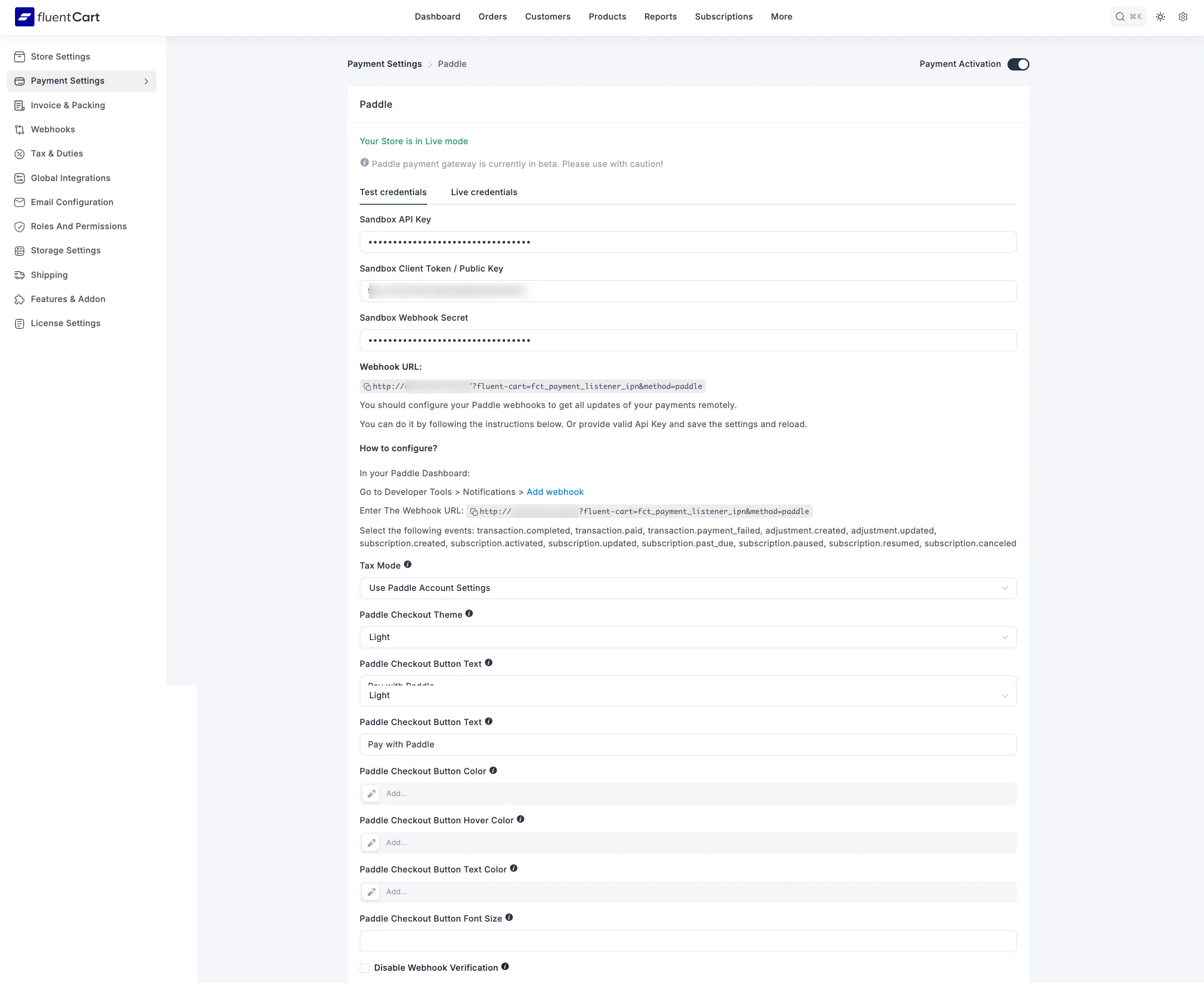 Screenshot of Customization