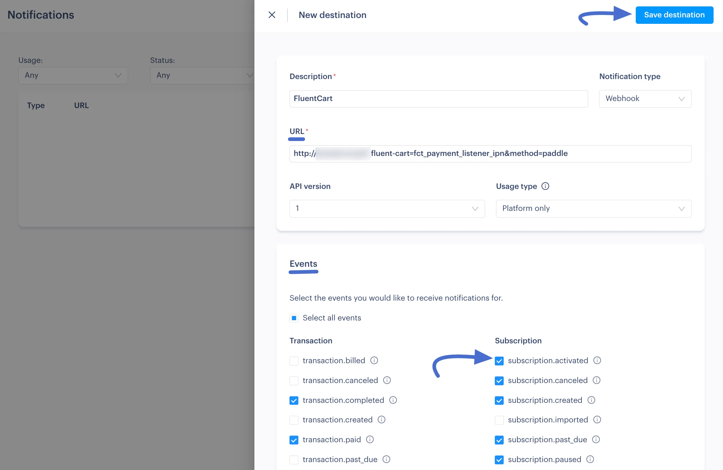 Screenshot of Events