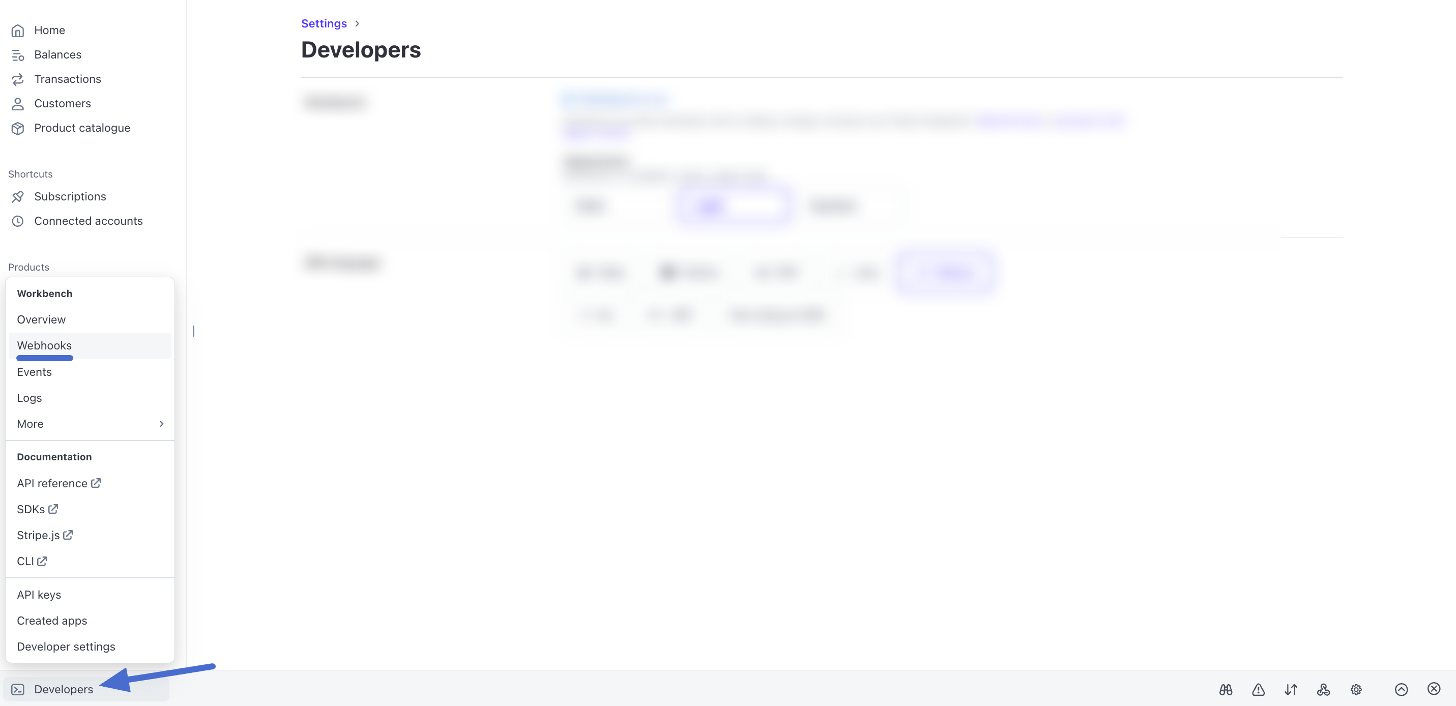 Screenshot of Stripe Settings Page