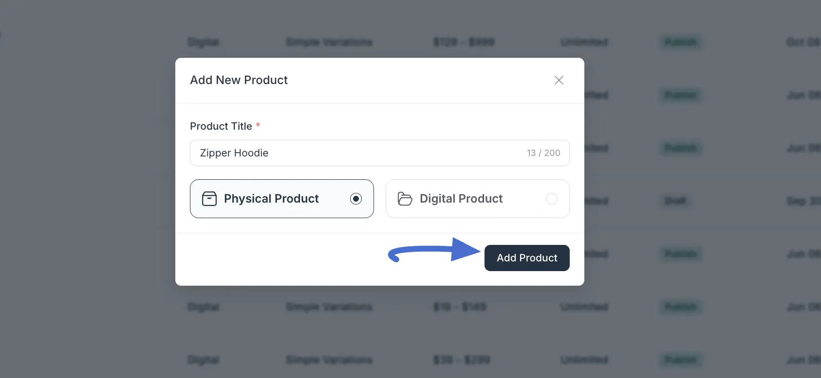 Screenshot of Add New Product Modal)