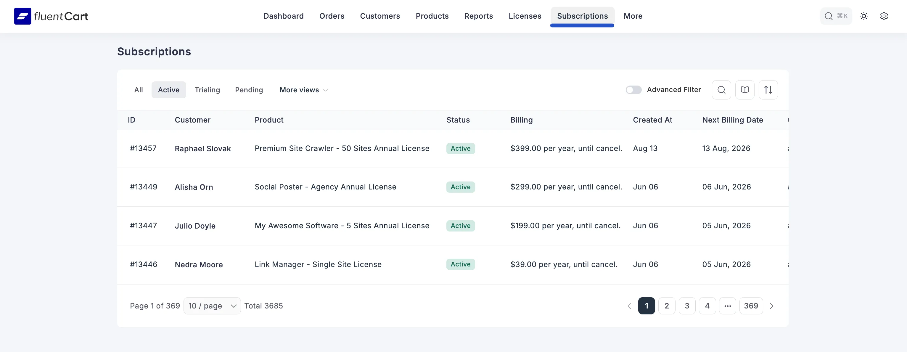 Managing Subscription