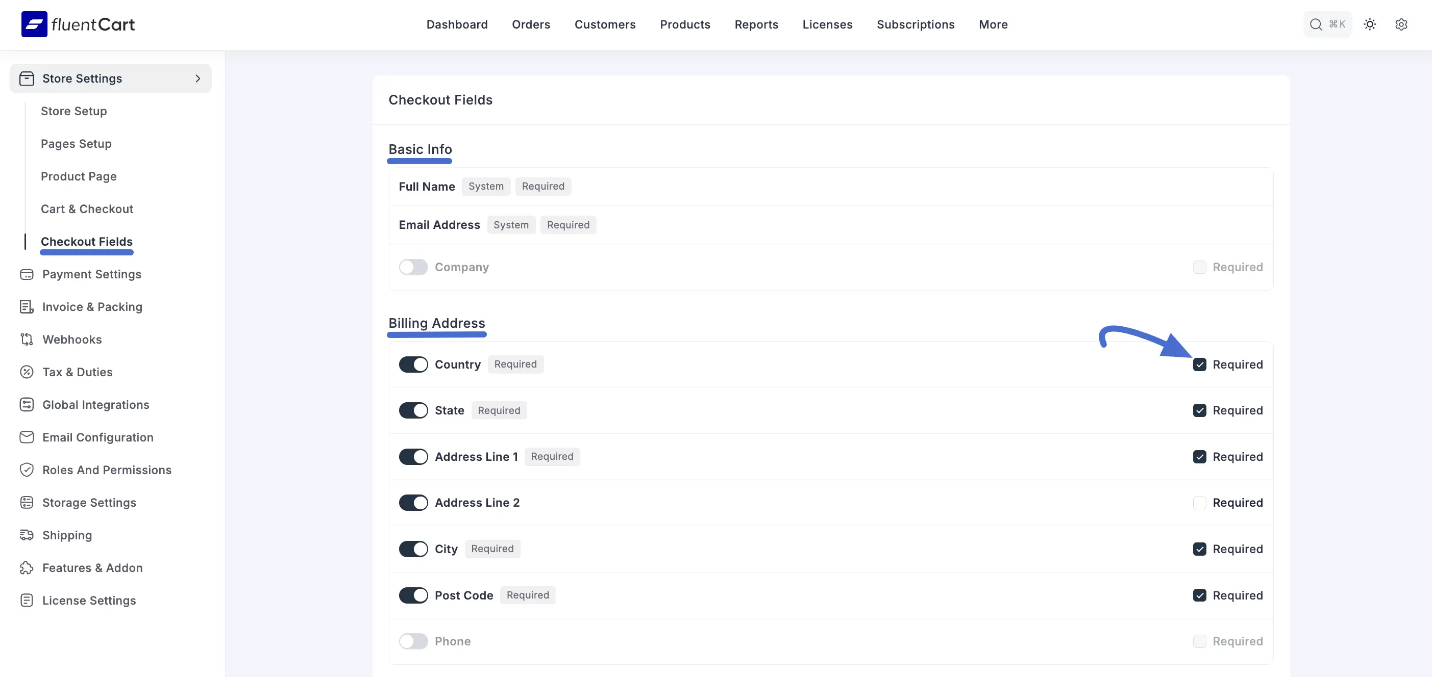 Screenshot of Additional Info Settings Tab