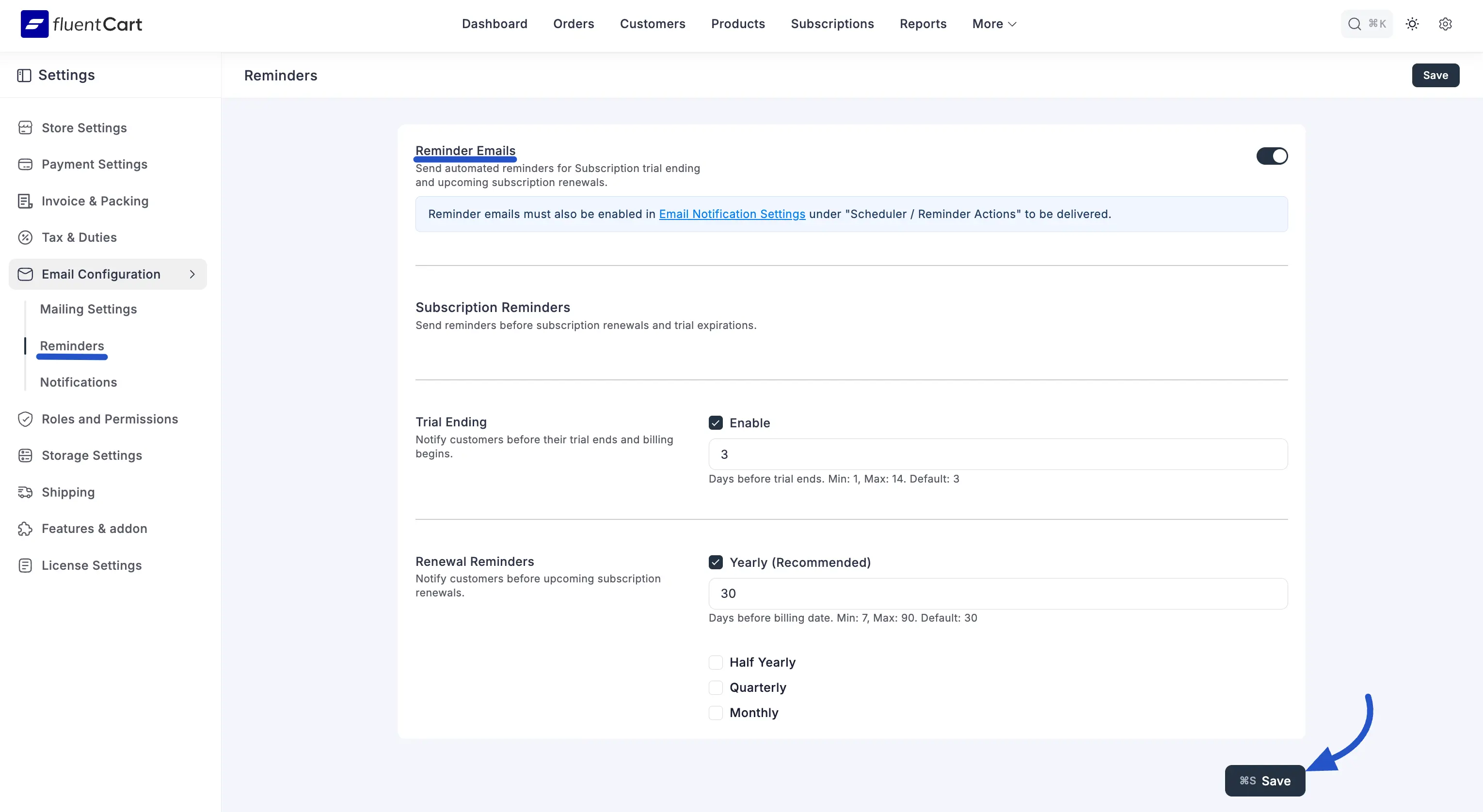 Reminders - Enabled with Configuration