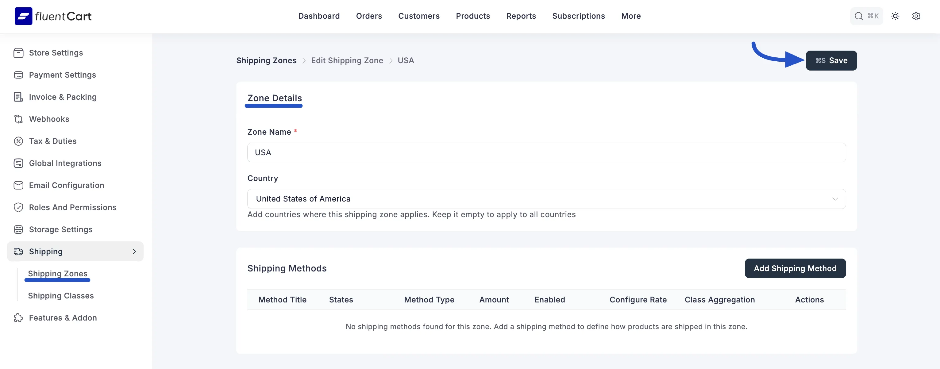 Screenshot of Configuring Shipping Zones