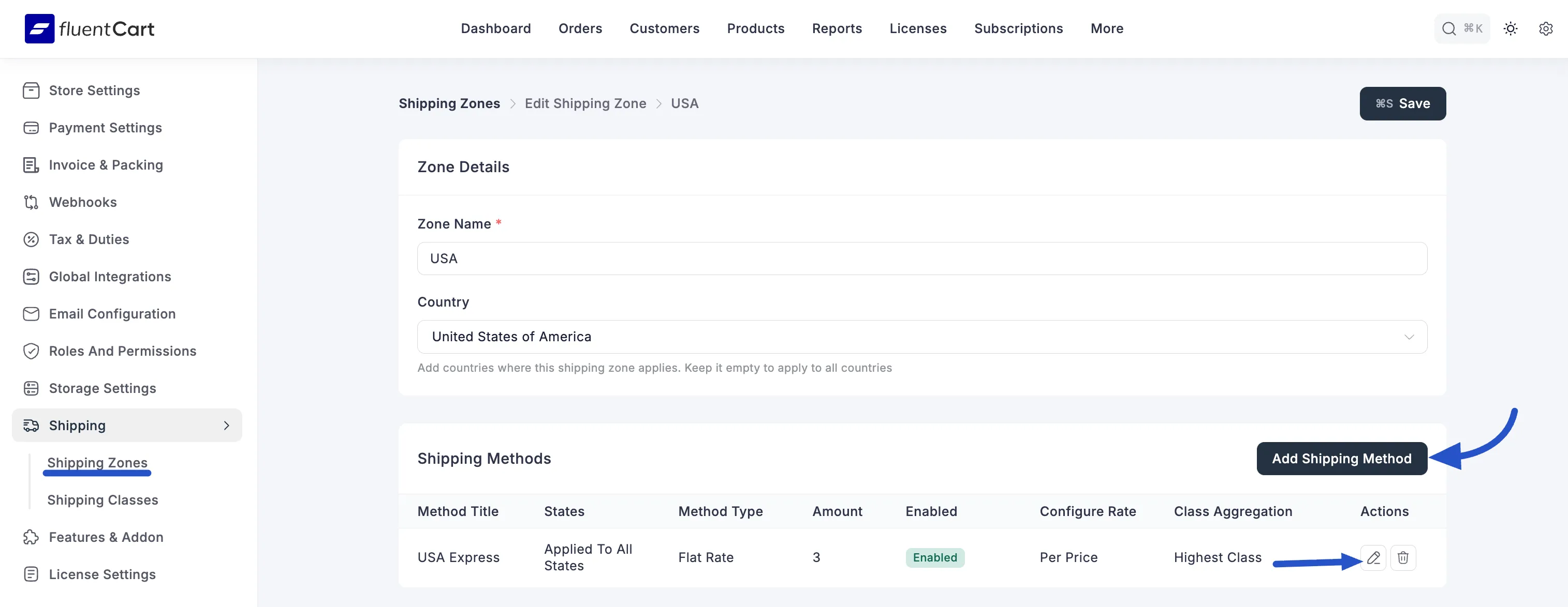Screenshot of Shipping Method