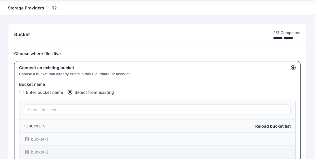 Cloudflare R2 — Browse existing buckets