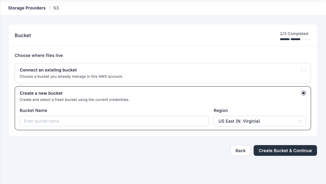 Amazon S3 — Create a new bucket