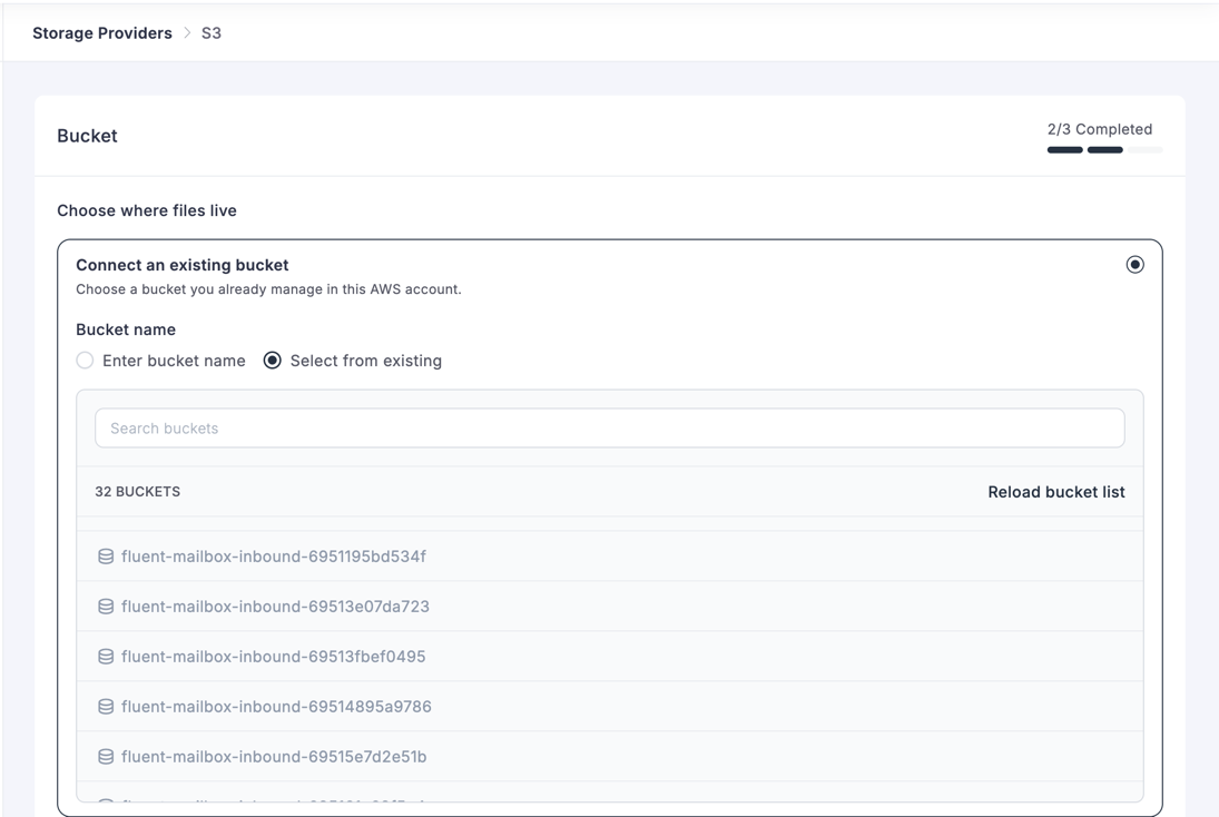 Amazon S3 — Browse existing buckets