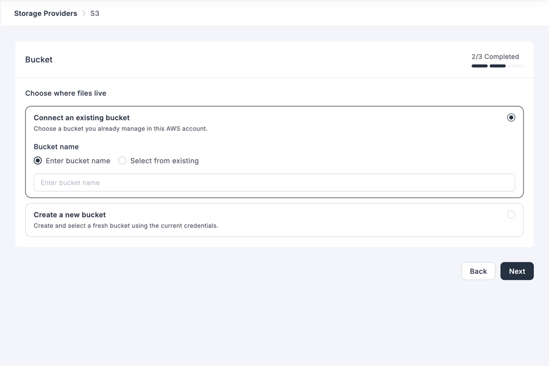 Amazon S3 — Enter bucket name manually