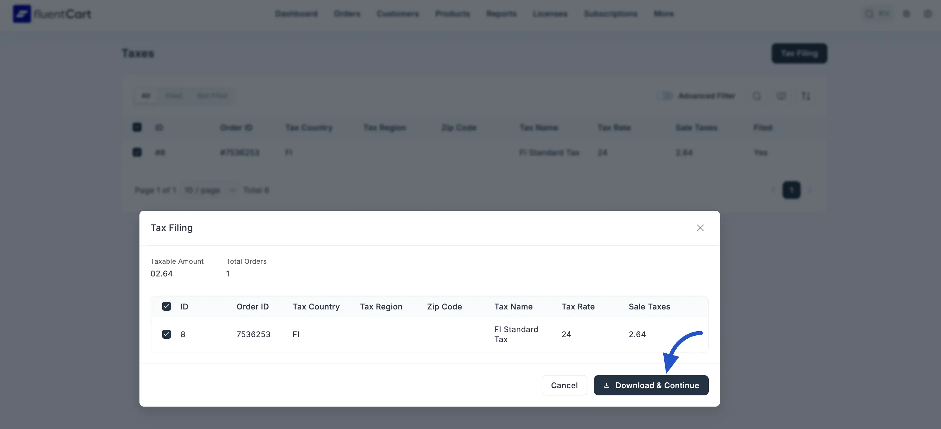 Screenshot of the Download & Continue confirmation step